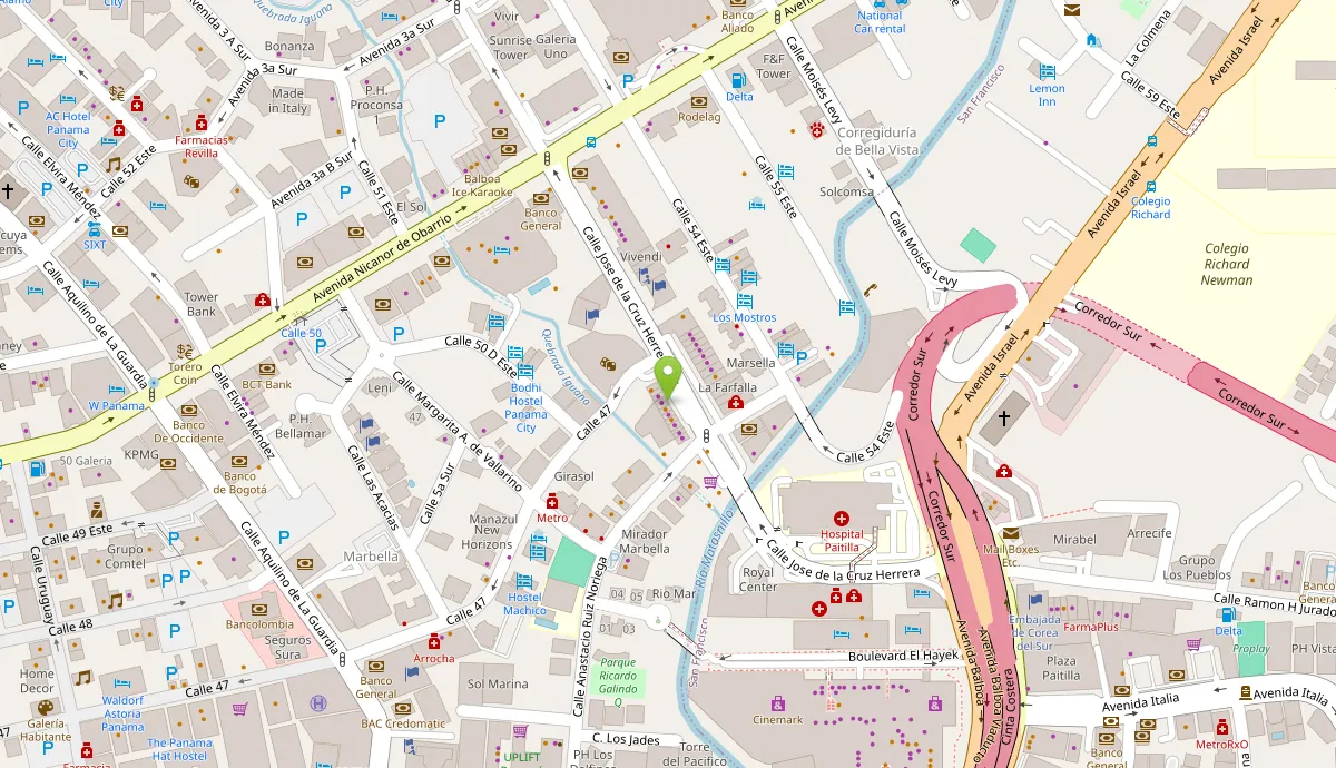Mapa de la ubicación de OPTIMAX Visual Center en Galerías Mar Plaza, Marbella, Panamá